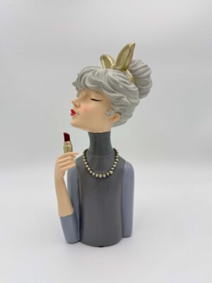 Διακοσμητικό αγαλματίδιο Ladies με κραγιόν Espiel σε γκρι χρώμα
