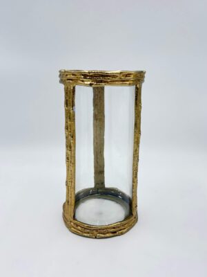 Κηροπήγιο Αλουμινίου Χρυσό Inart 14x14x26cm