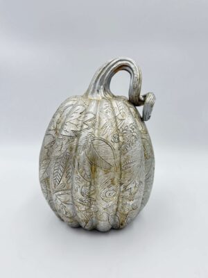 Διακοσμητική Κολοκύθα Ασημί Polyresin 24cm Espiel