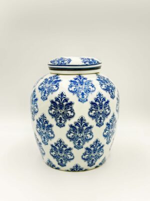Διακοσμητικό Βάζο Κεραμικό Μπλε Λευκό Inart 20x23cm