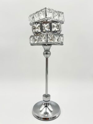 Κηροπήγιο Μεταλλικό Ασημί 13x13x38cm – Inart