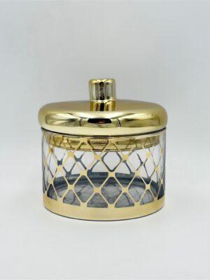 Διακοσμητικό Βάζο Γυάλινο Χρυσό με Καπάκι Zen Collection 16x16x15cm