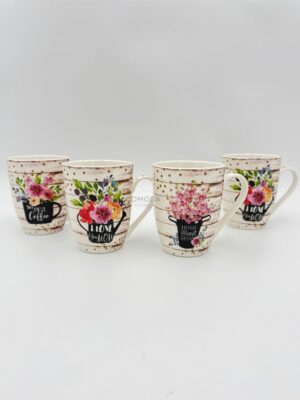 Πορσελάνινη Κούπα Σετ 4τμχ 340cc Floral – Click