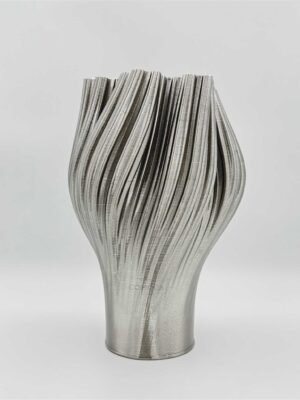 Βάζο Πορσελάνινο 3D Ασημί 19.5x19.5x30cm – Estheti