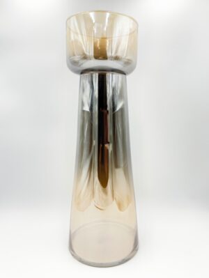Γυάλινο κηροπήγιο μελί ασημί Zen Collection 56cm