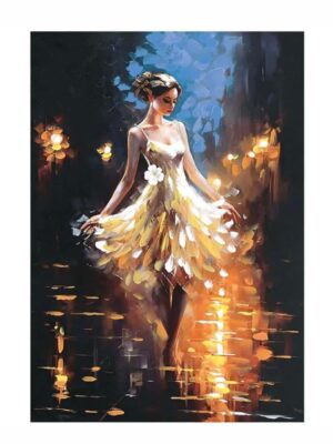 Πίνακας καμβάς μπαλαρίνα Marhome 70x100cm με φωτισμό νύχτας