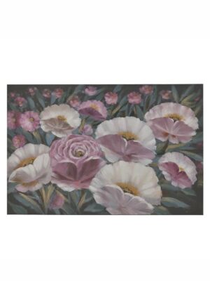 Πίνακας καμβάς λουλούδια Inart 80x120cm με floral σχέδιο