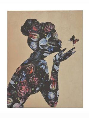 Πίνακας καμβάς φιγούρα Inart με floral σχέδιο 70x90cm